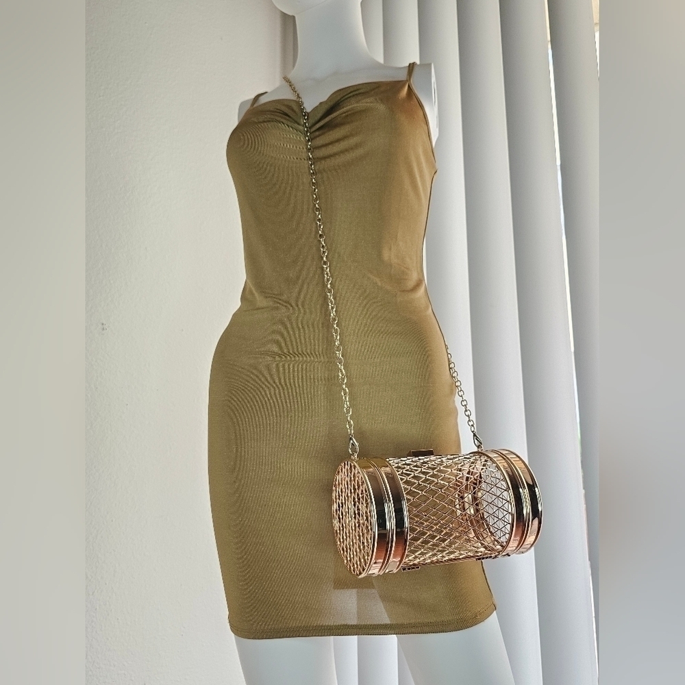 Womens Dress Size S  Gold Draped Cowl Neck - Picture 10 of 12